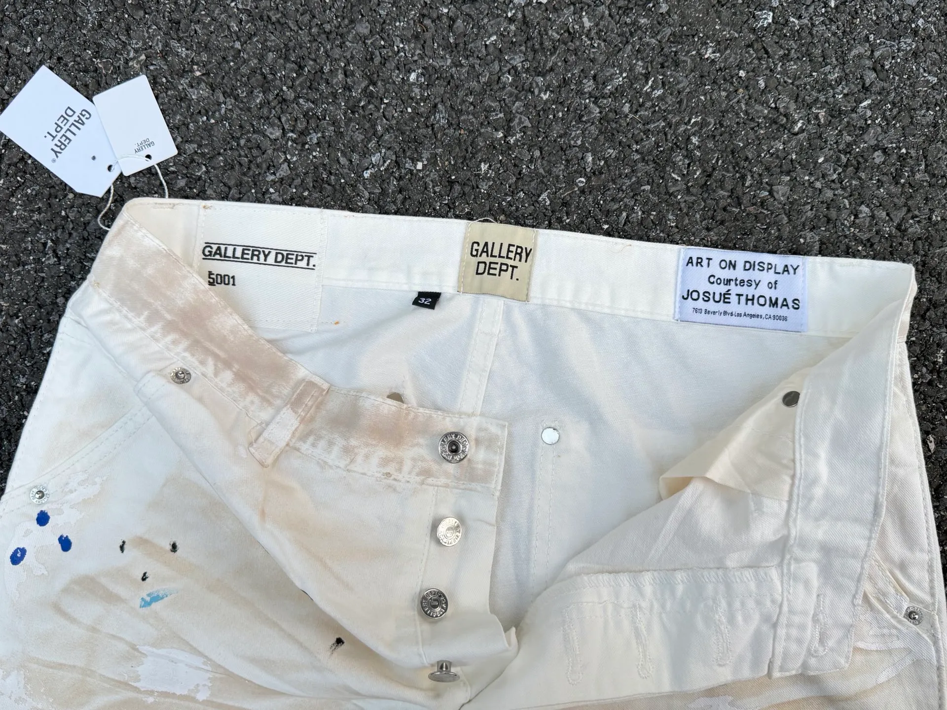 P270💰GA05 GALLERY DEPT. Dirty touch, splashed ink, hand-painted graffiti, washed, distressed, damaged, micro-flared casual overalls. Code number: 28 30 32 34 36